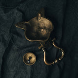 Back view of the brass fox door knocker showing mounting hardware and matching strike plate with aged metal finish.