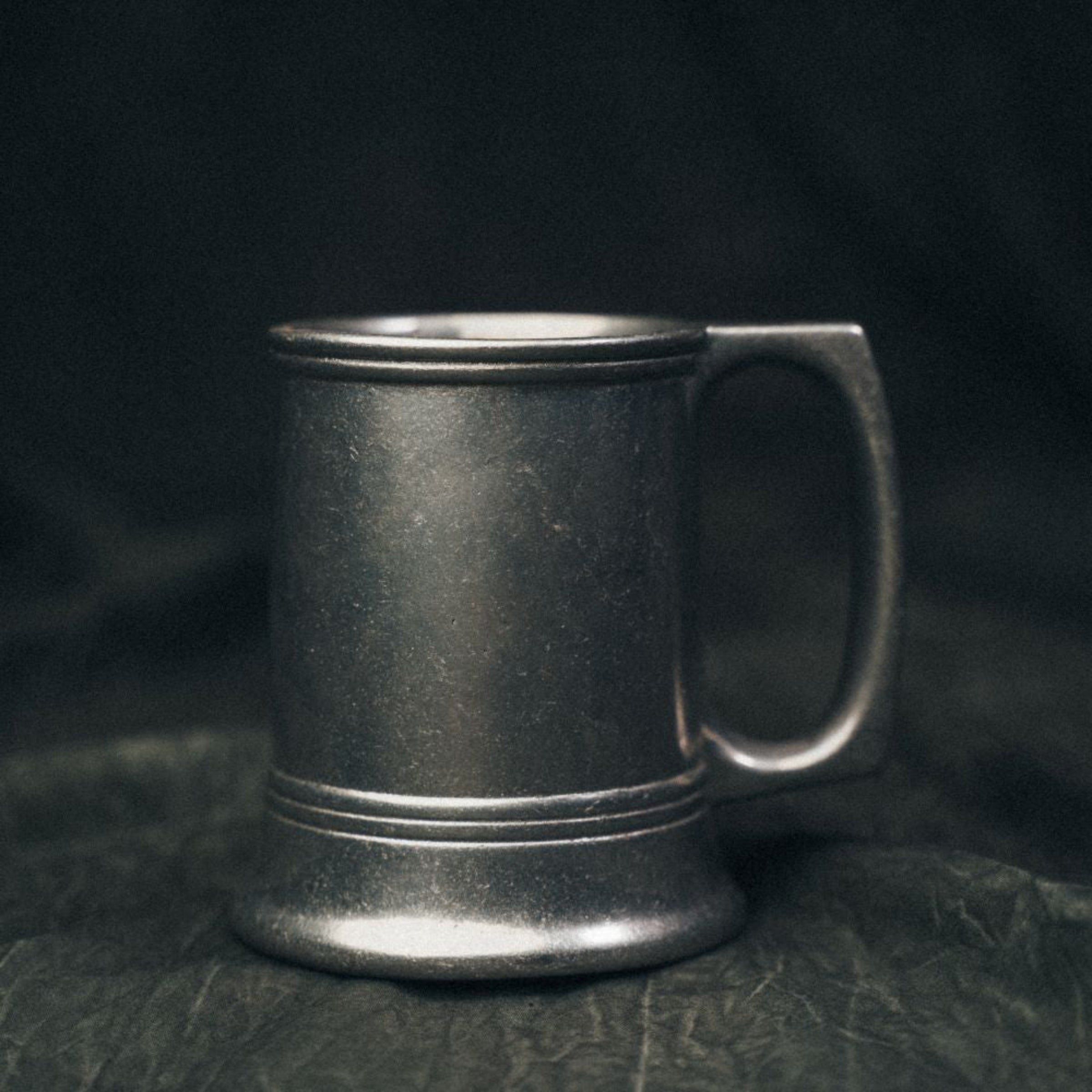 Full view of the vintage Carson pewter mug with a clean, classic silhouette and smooth polished finish.