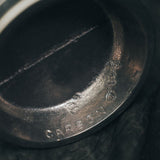 Close-up of engraved Carson Pewter text on the mug base, showing original maker’s mark and metal grain detail.