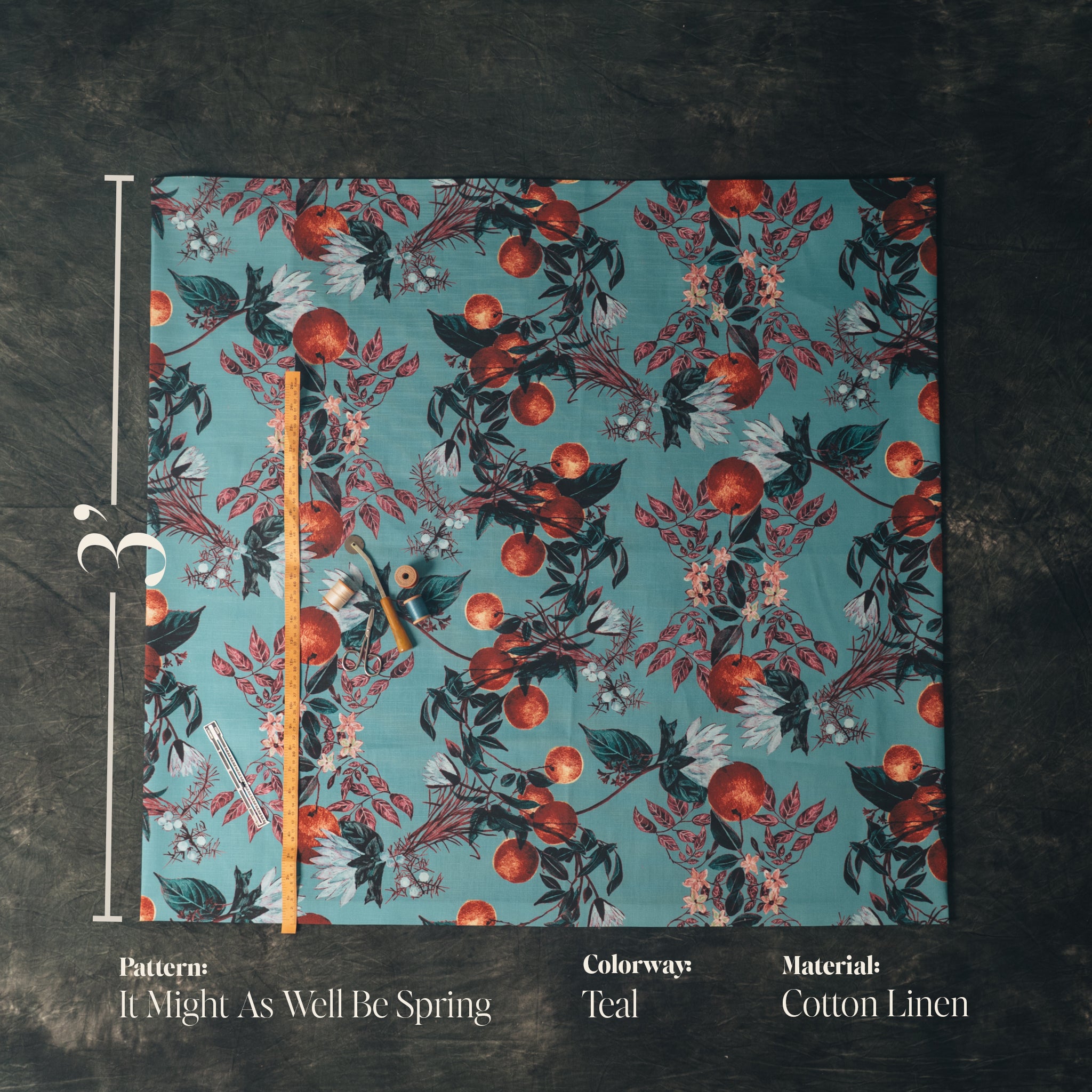 It Might As Well Be Spring Fabric | Teal