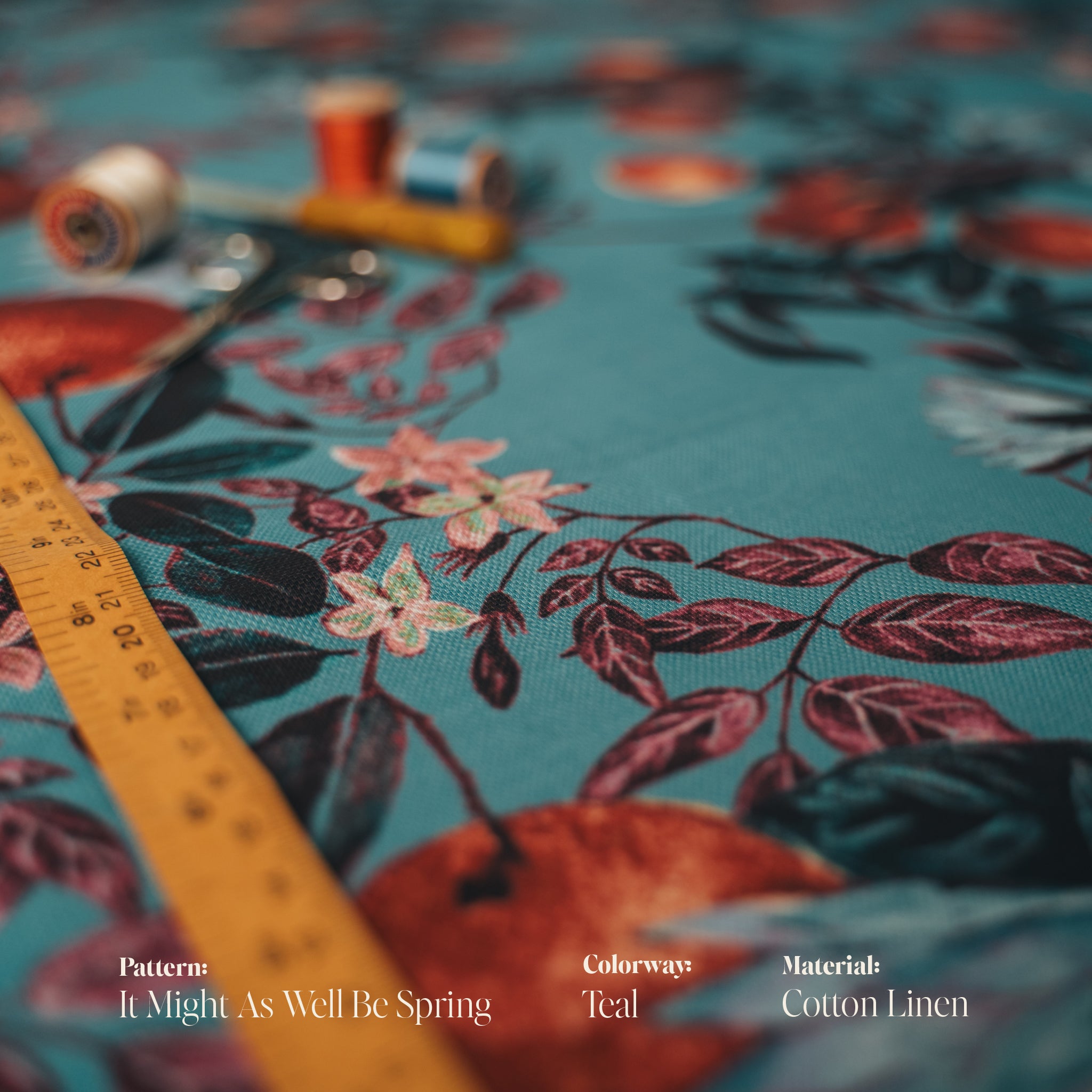 It Might As Well Be Spring Fabric | Teal