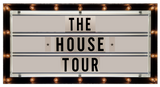 Lightbox with 'The House Tour' text on a white background with decorative lights.